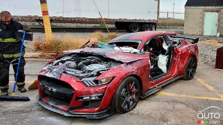 Firefighters in Training Trash a 2020 Shelby GT500